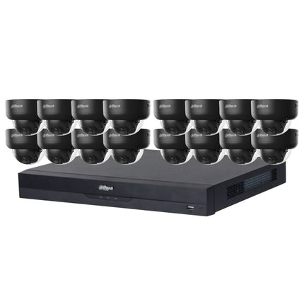 Dahua 2023 Full AI Security System: 16x 8MP Black Dome 3X66 Cams, 16CH 16MP WizSense NVR