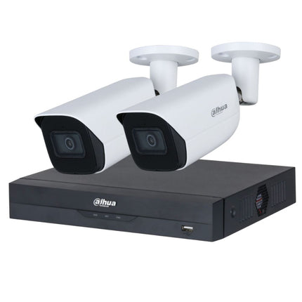 Dahua 2023 Full AI Security System: 2x 8MP Bullet 3X66 Cams, 4CH 16MP WizSense NVR