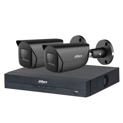 Dahua 2023 Full AI Security System: 2x 8MP Black Bullet 3X66 Cams, 4CH 16MP WizSense NVR