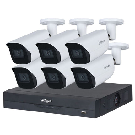 Dahua 2023 Full AI Security System: 6x 8MP Bullet 3X66 Cams, 8CH 16MP WizSense NVR