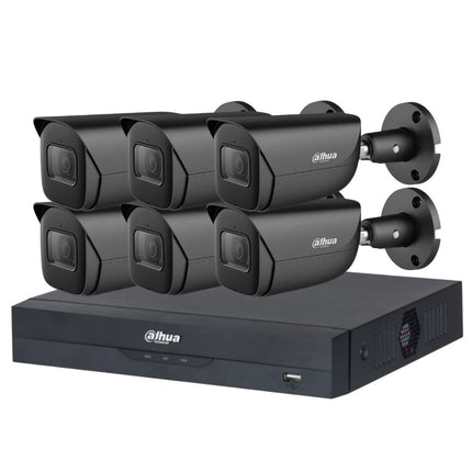 Dahua 2023 Full AI Security System: 6x 8MP Black Bullet 3X66 Cams, 8CH 16MP WizSense NVR