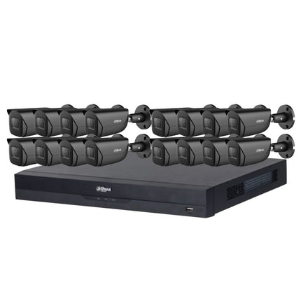 Dahua 2023 Full AI Security System: 16x 8MP Black Bullet 3X66 Cams, 16CH 16MP WizSense NVR