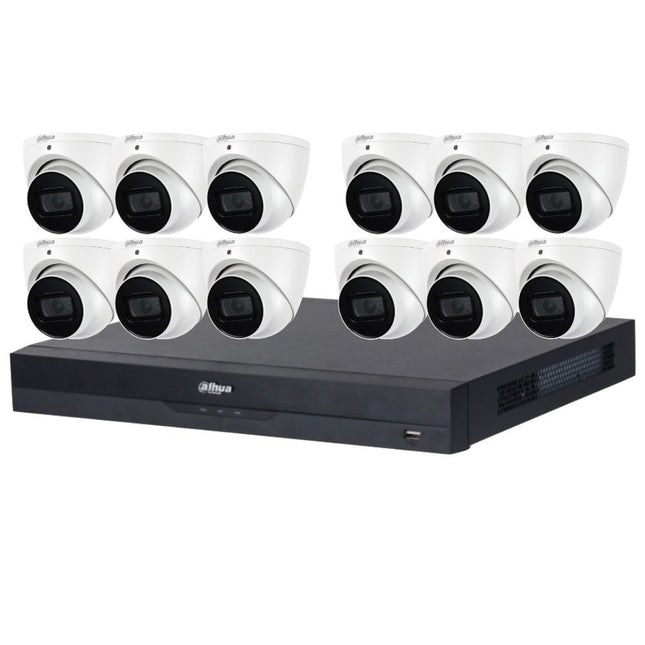 Dahua 2023 Full AI Security System: 12x 6MP Turret 3X66 Cams, 16CH 16MP WizSense NVR