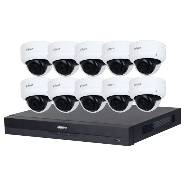 Dahua 2023 Full AI Security System: 10x 6MP Dome 3X66 Cams, 16CH 16MP WizSense NVR