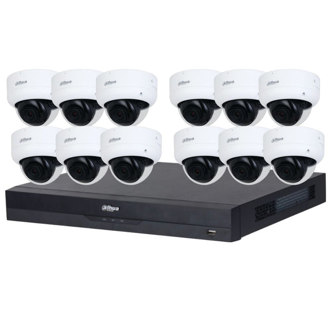 Dahua 2023 Full AI Security System: 12x 6MP Dome 3X66 Cams, 16CH 16MP WizSense NVR