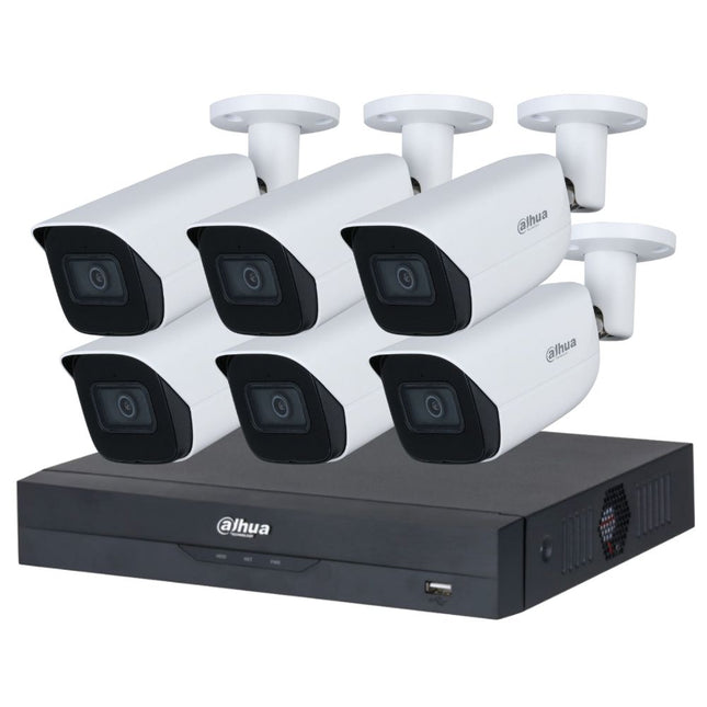 Dahua 2023 Full AI Security System: 6x 6MP Bullet 3X66 Cams, 8CH 16MP WizSense NVR