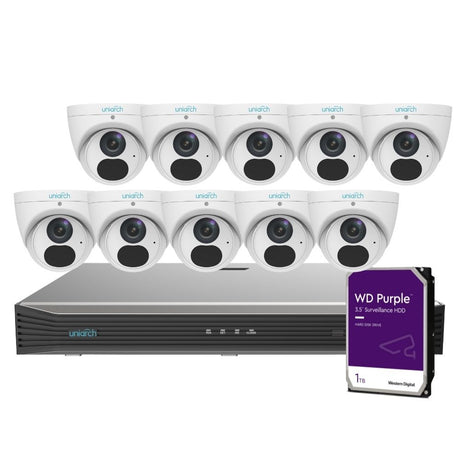 Uniarch Security System: 16-Channel NVR Pro, 10 X 6MP Turret, EasyStar