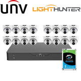 Uniview 16 Channel Security System: 12MP NVR, 16 x 8MP (4K) Turret Cameras, 2TB HDD