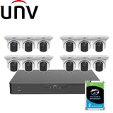 Uniview 16 Channel Security System: 8MP(4K) NVR, 12 x 8MP(4K) Turret Cameras, 2TB HDD