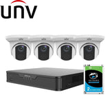 Uniview 8/16 Channel Security System: 8MP(4K) NVR, 4 x 8MP(4K) Turret Cameras, 2TB HDD