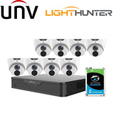 Uniview 8 Channel Security System: 8MP NVR, 8 x 8MP (4K) Turret Cameras, 2TB HDD