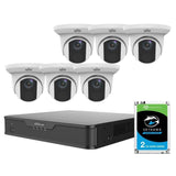 Uniview 8/16 Channel Security System: 8MP(4K) NVR, 6 x 8MP(4K) Turret Cameras, 2TB HDD