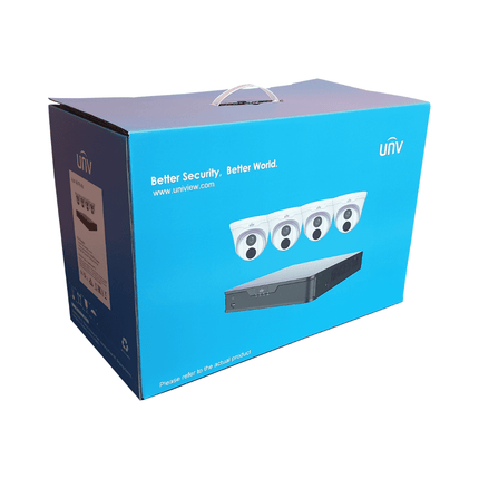 Uniview 4 Channel Security System: 8MP NVR, 4 x 5MP Easy Turret Cams, 2TB HDD