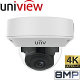 Uniview 4 Channel Security System: 4K NVR, 4 x 8MP Motorised Varifocal Dome 2.8~12mm, 2TB HDD