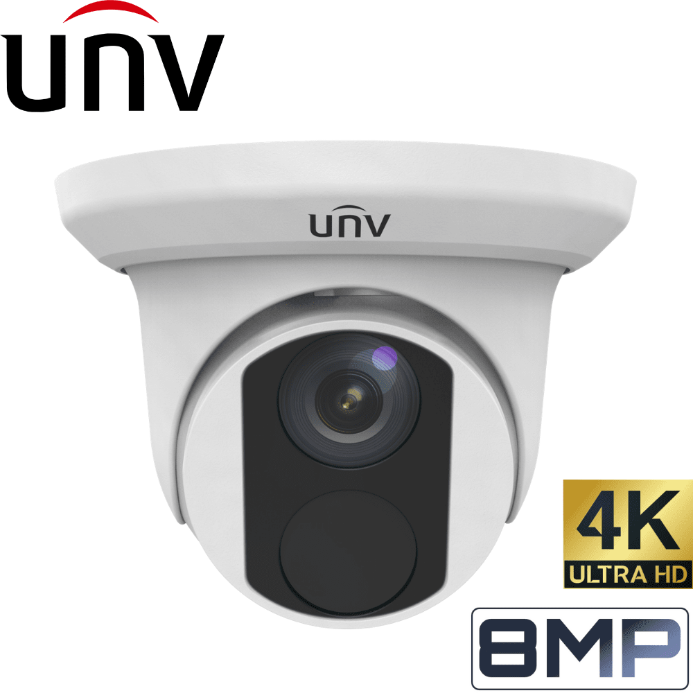 Uniview 8 Channel Security System: 8MP NVR, 4 x 8MP(4K) Turret Cameras, 3TB HDD