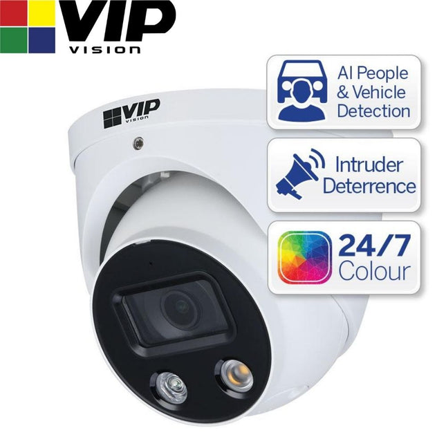 VIP Vision Security Camera: 4MP Turret, Pro AI Series, Active Deterrence - VSIPP-4DG-ID