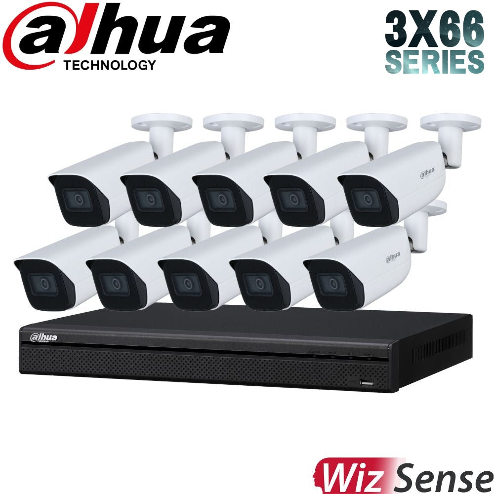 Dahua 3X66 Security System: 16CH 8MP Lite NVR, 10 x 8MP Bullet Camera, Starlight, SMD 4.0, AI SSA