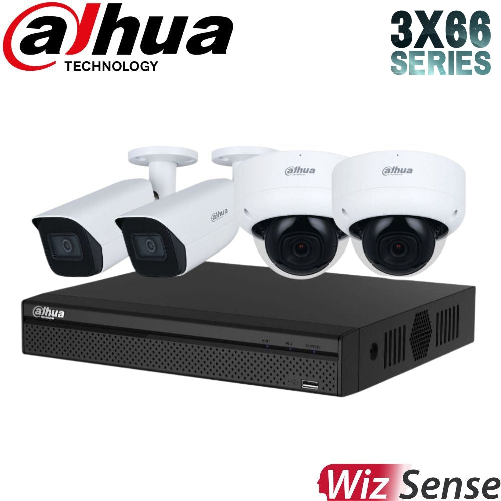 Dahua 3X66 Security System: 4CH 8MP Lite NVR, 2 x 6MP Bullet 2 x 6MP Dome, Starlight, SMD 4.0, AI SSA