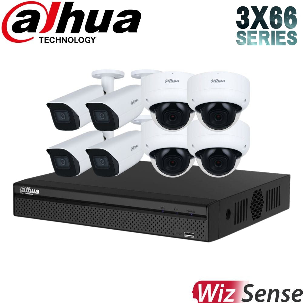 Dahua 3X66 Security System: 8CH 8MP Lite NVR, 4 x 6MP Bullet 4 x 6MP Dome, Starlight, SMD 4.0, AI SSA